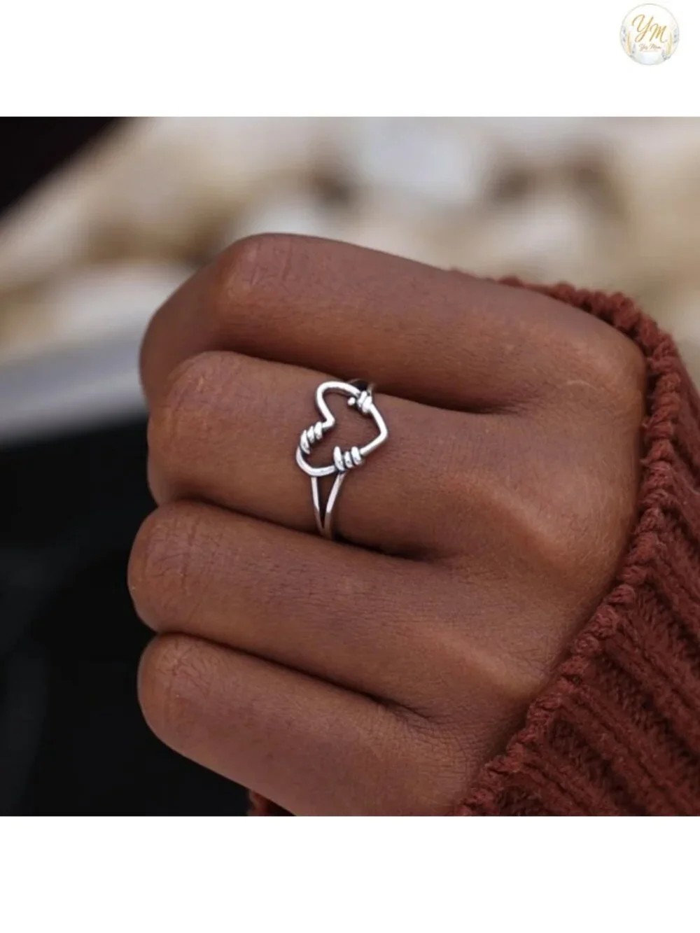 925 Sterling Silver Heart Ring – Gold Plated, Stackable, Promise Ring for Women